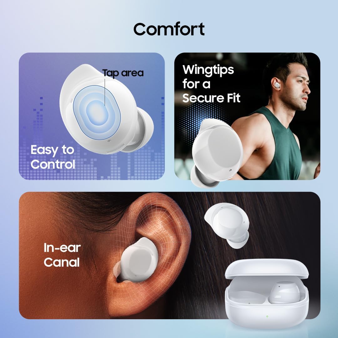 Samsung Galaxy Buds Core comparación en mano mostrando tamaño compacto y portabilidad