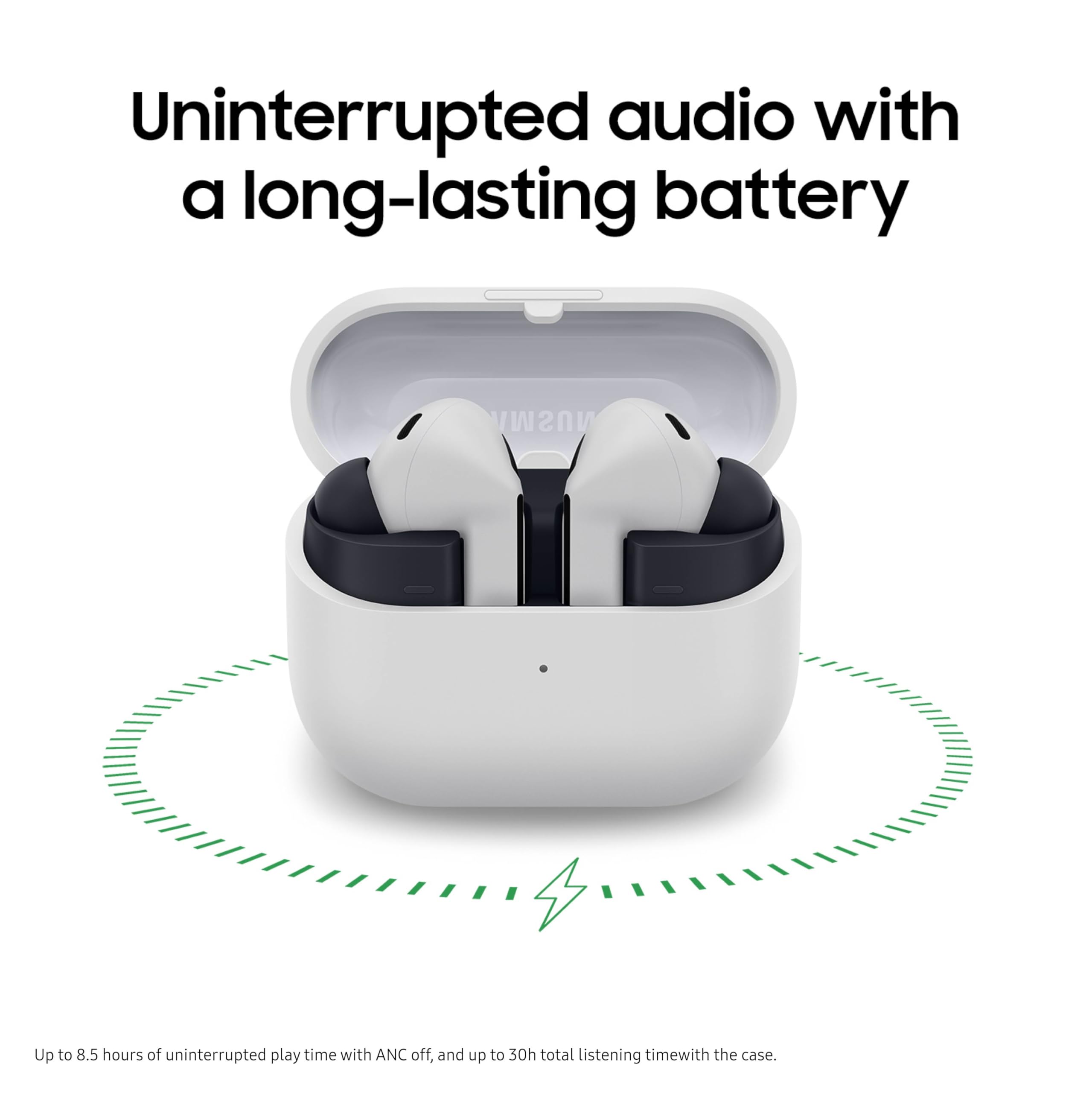 Samsung Galaxy Buds3 FE en uso al aire libre demostrando reducción de ruido