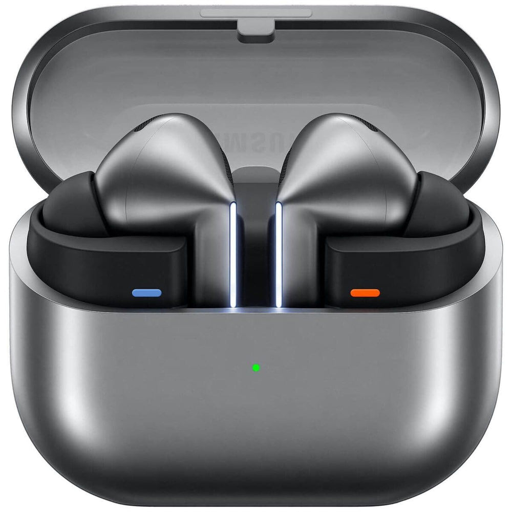 Samsung Galaxy Buds3 Pro vista frontal, diseño cómodo y sonido claro
