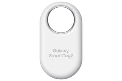 Samsung SmartTag2 frontal blanco mostrando diseño compacto y fácil sujeción