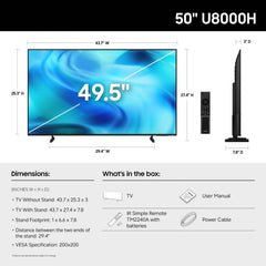 Samsung U8000H perfil lateral mostrando diseño delgado y elegancia