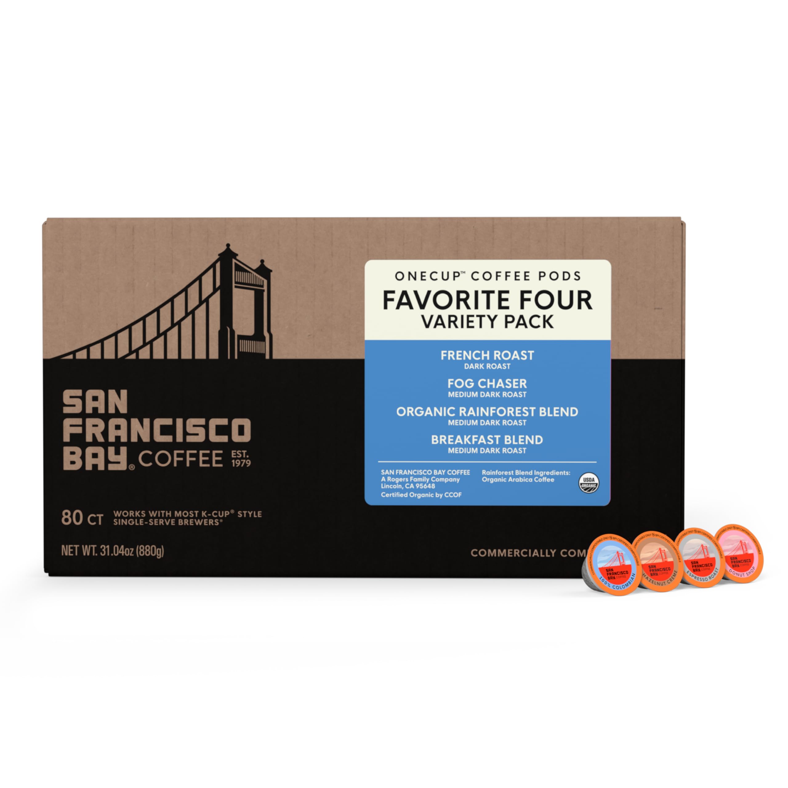 San Francisco Bay cápsulas servidas en taza para preparar café rápido y consistente
