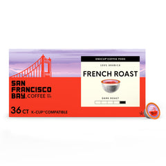 San Francisco Bay front packaging showing 36-count and bold roast benefit