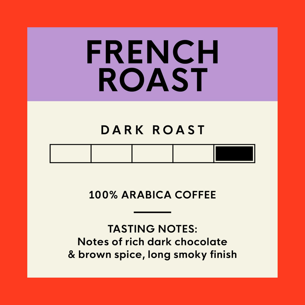 SAN FRANCISCO BAY detalle del tueste oscuro en granos, sabor ahumado pronunciado