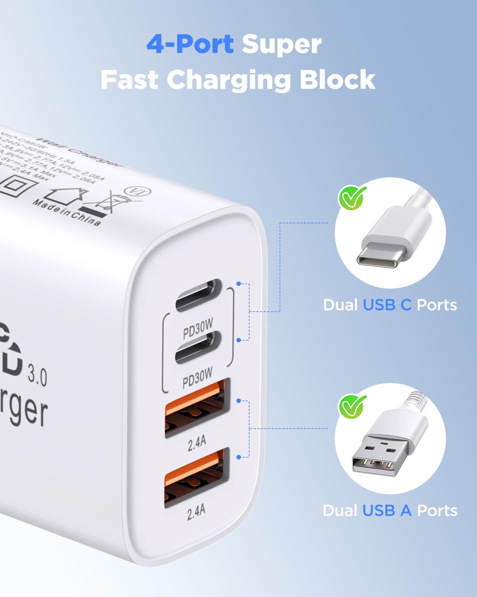 SandFox empaque con dos bloques 60W y dos cables 10ft listos para usar