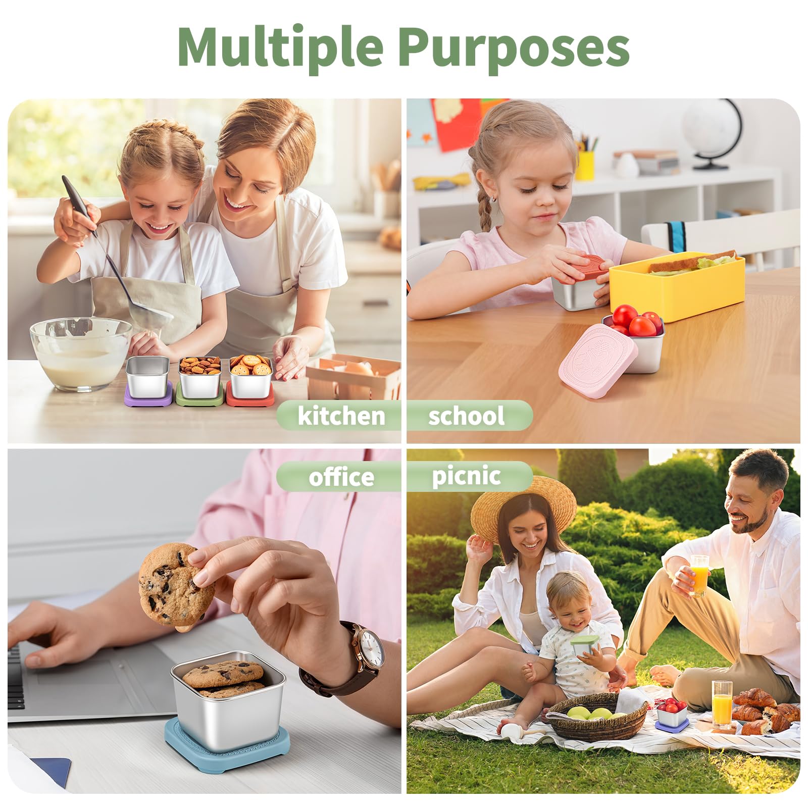 SANEXC detalle del estampado de frutas en tapas, diseño atractivo que motiva a niños