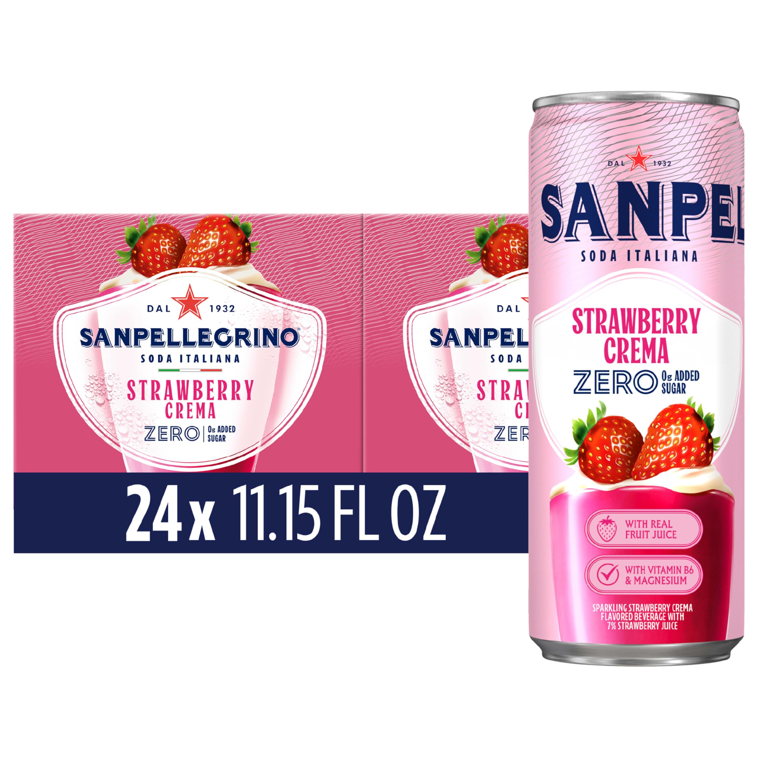San Pellegrino lata frontal del pack de 24, presentación elegante y lista para compartir