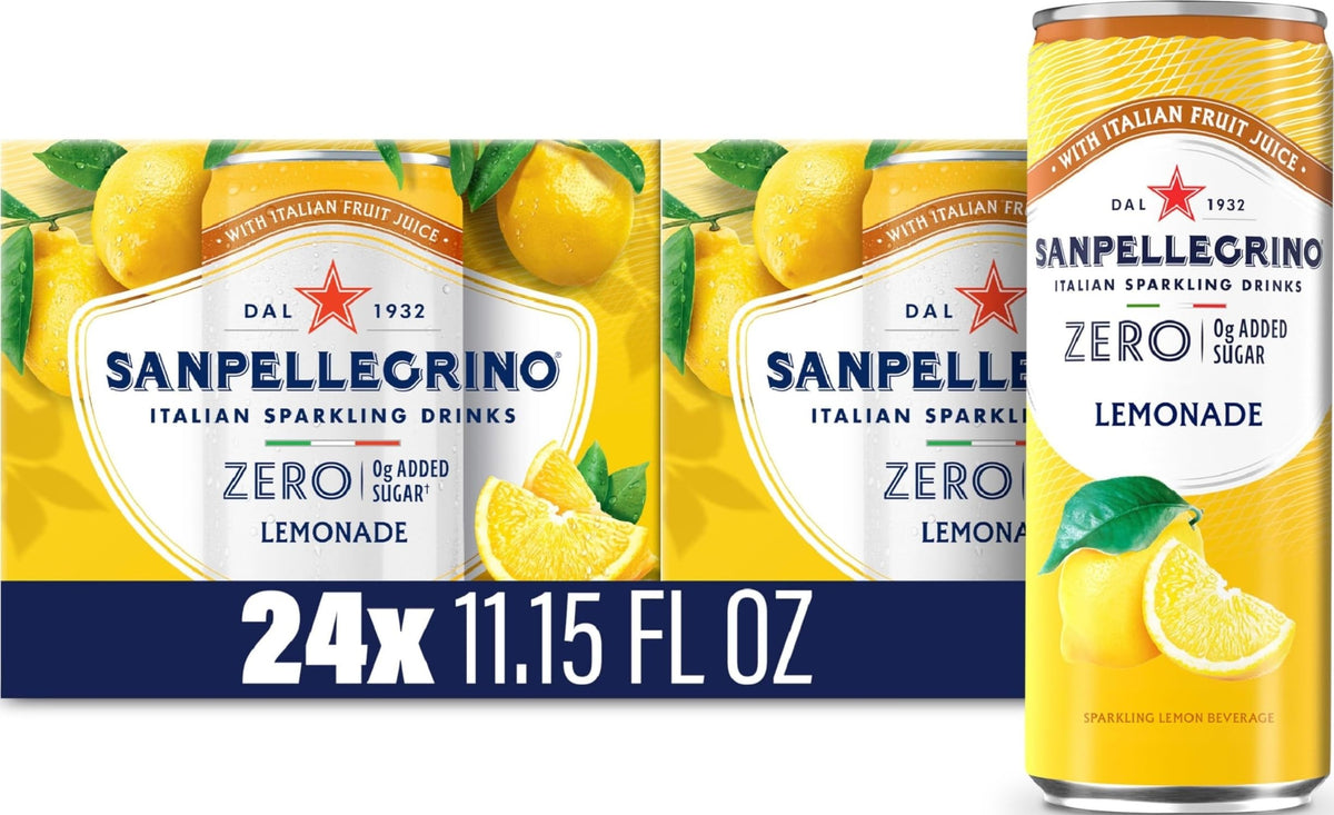 Sanpellegrino lata frente mostrando diseño y beneficio refrescante