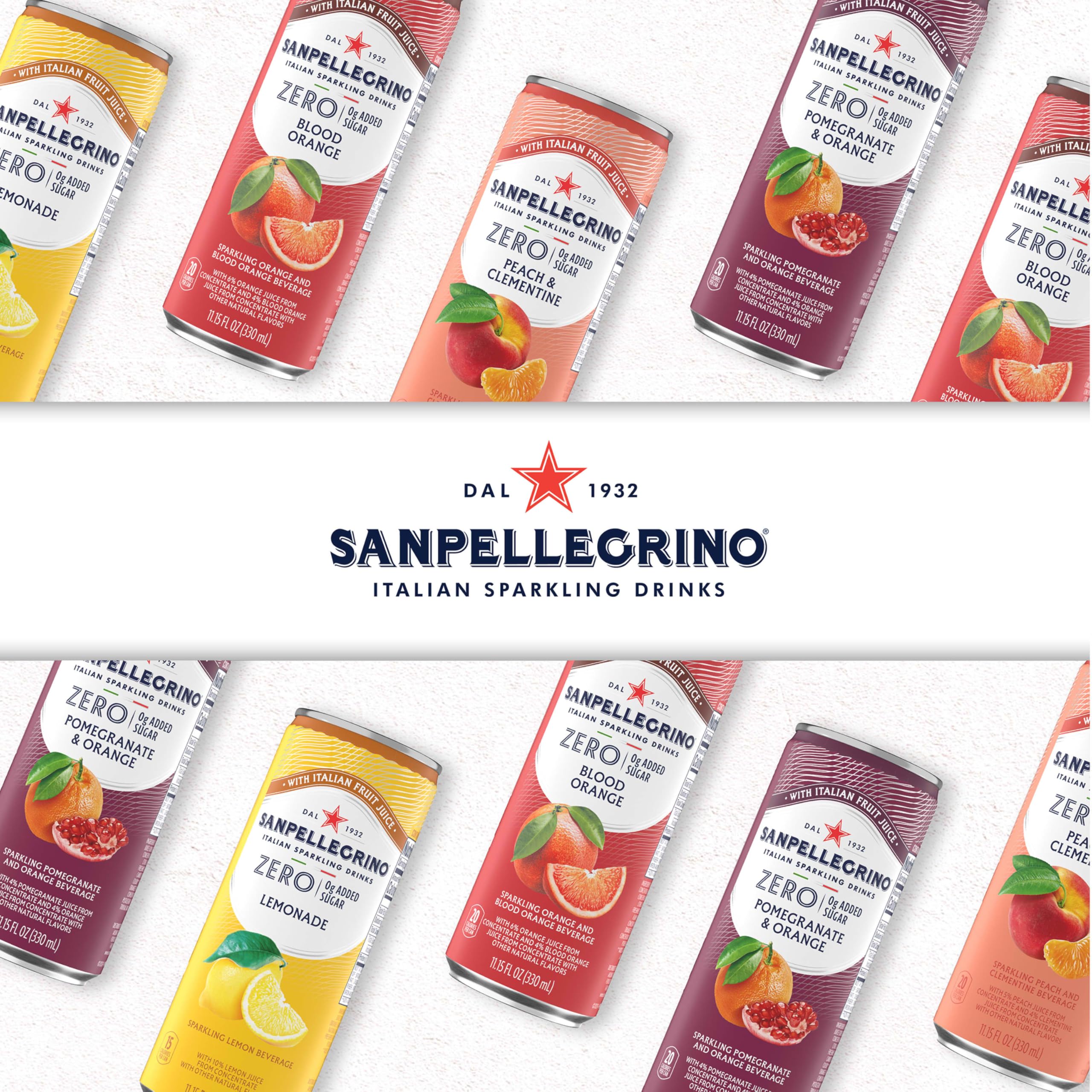 San Pellegrino lata vertida en vaso con hielo para mejor experiencia