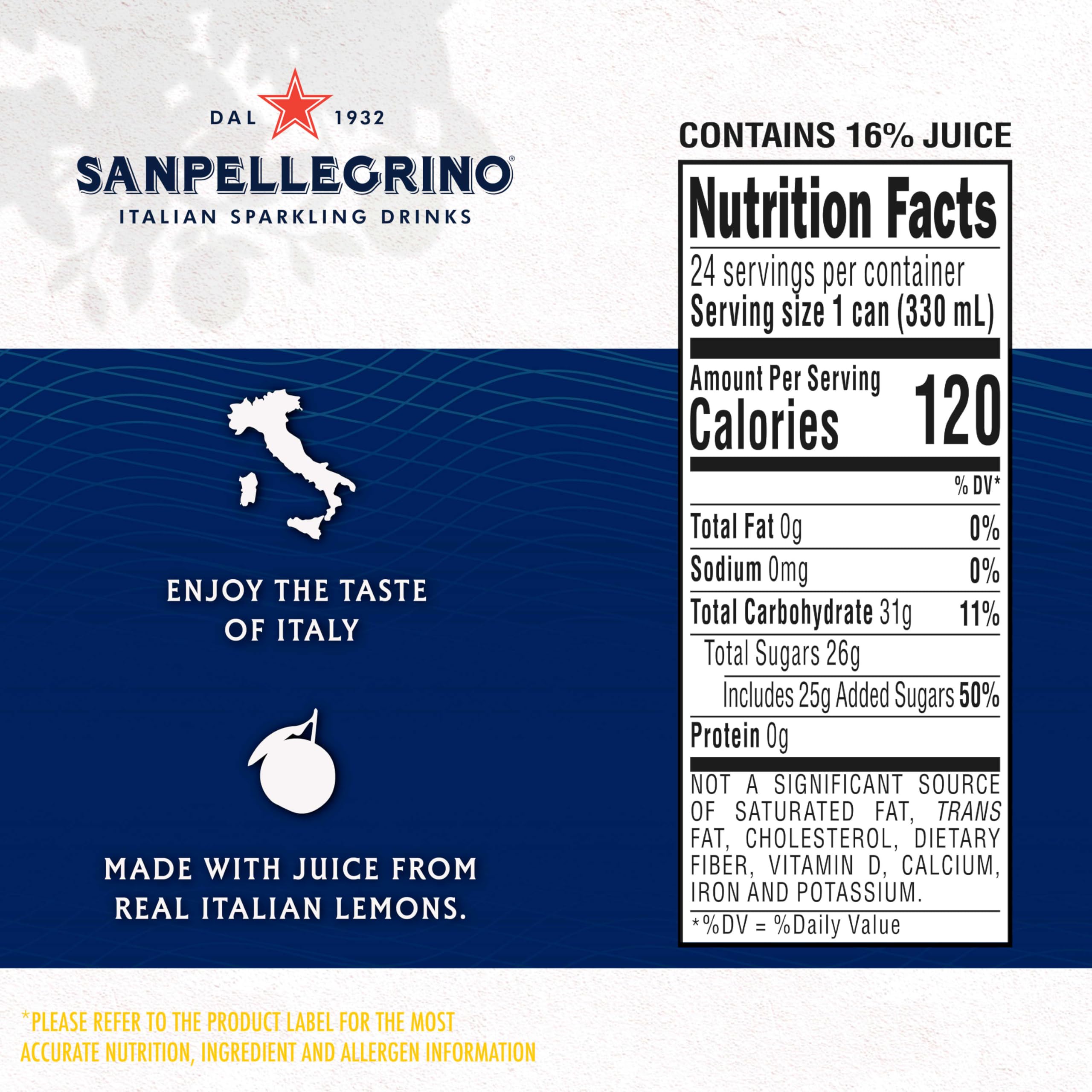 Sanpellegrino lata junto a mano para comparar tamaño, práctico y portátil