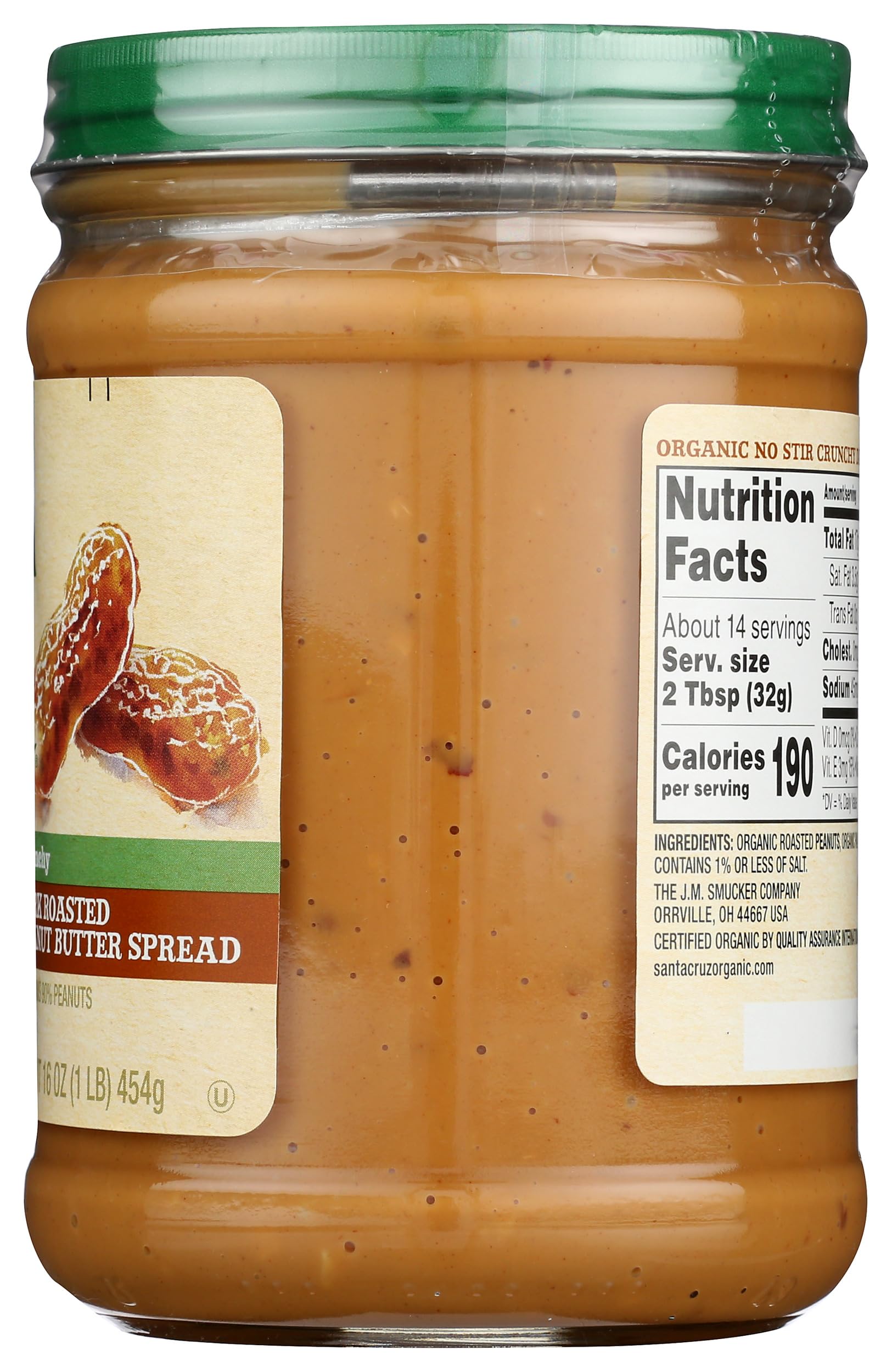 Santa Cruz ORGANIC etiqueta de ingredientes limpia y sin aditivos cuestionables