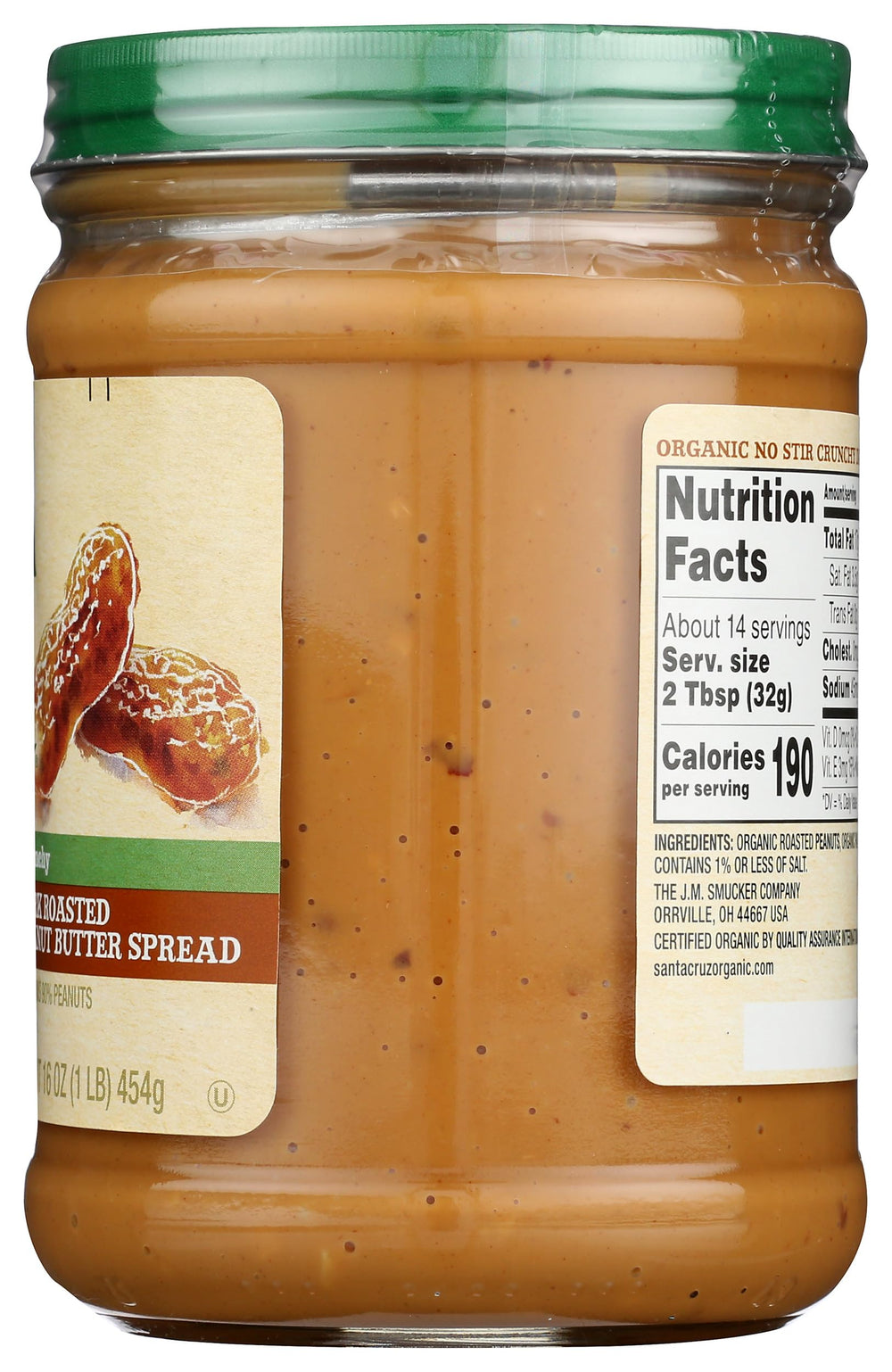 Santa Cruz ORGANIC etiqueta de ingredientes limpia y sin aditivos cuestionables