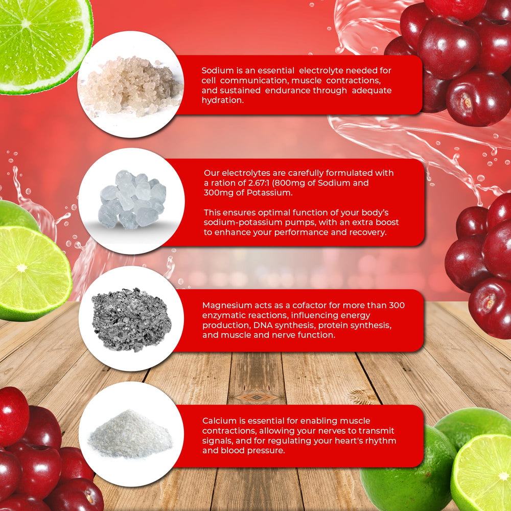Santa Cruz Paleo vaso con bebida Cherry Limeade disuelta para hidratación instantánea