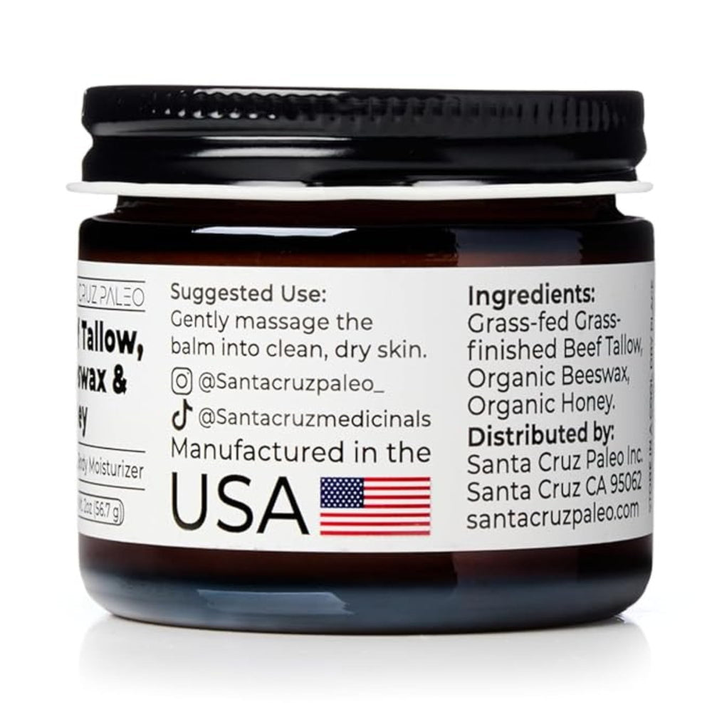 Santa Cruz Paleo etiqueta con ingredientes simples: tallow, cera y miel