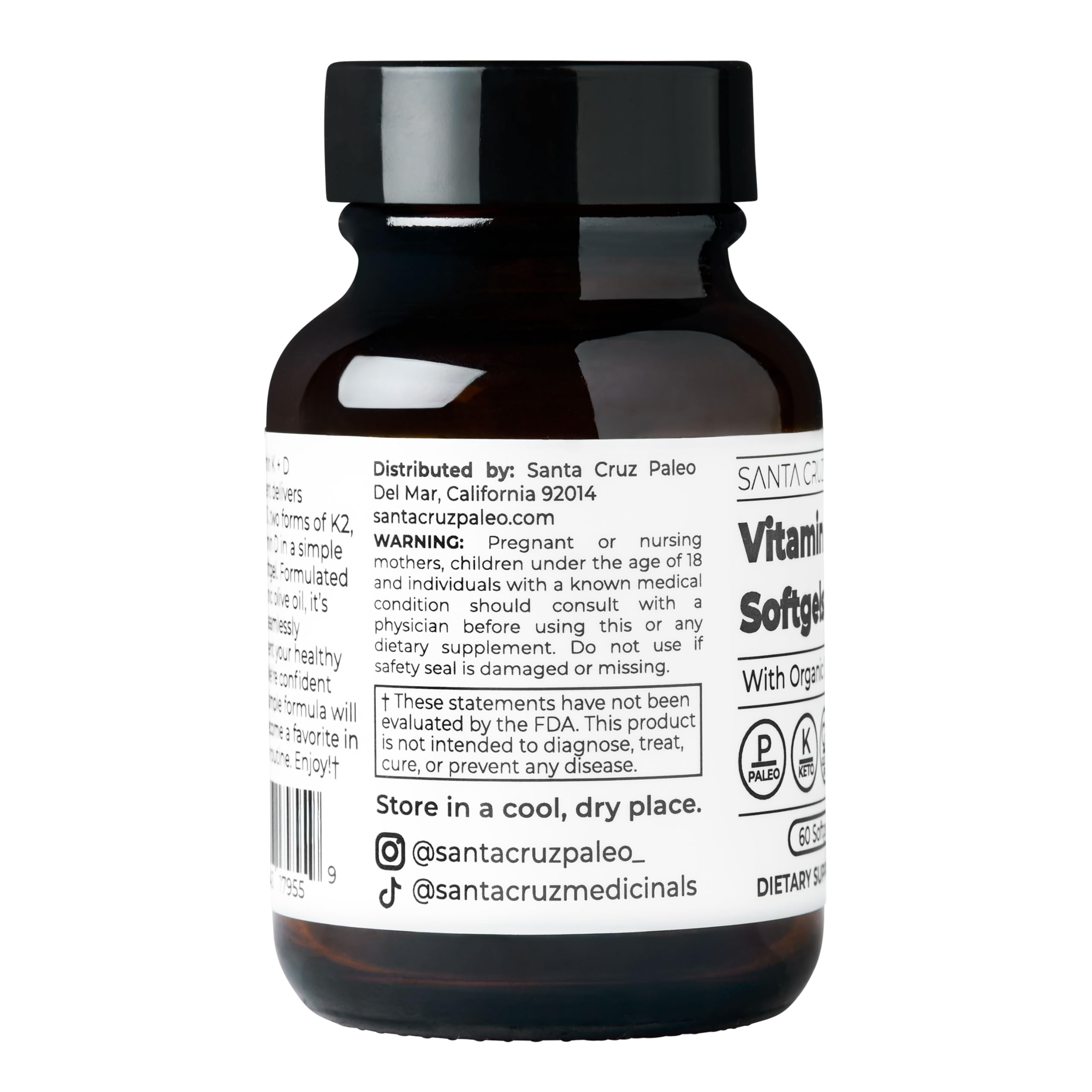 Santa Cruz Paleo detalle de etiqueta con ingredientes y certificaciones