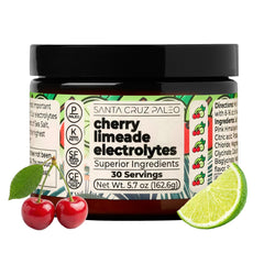 Santa Cruz Paleo vista frontal del envase que muestra 30 servicios y sabor Cherry Limeade