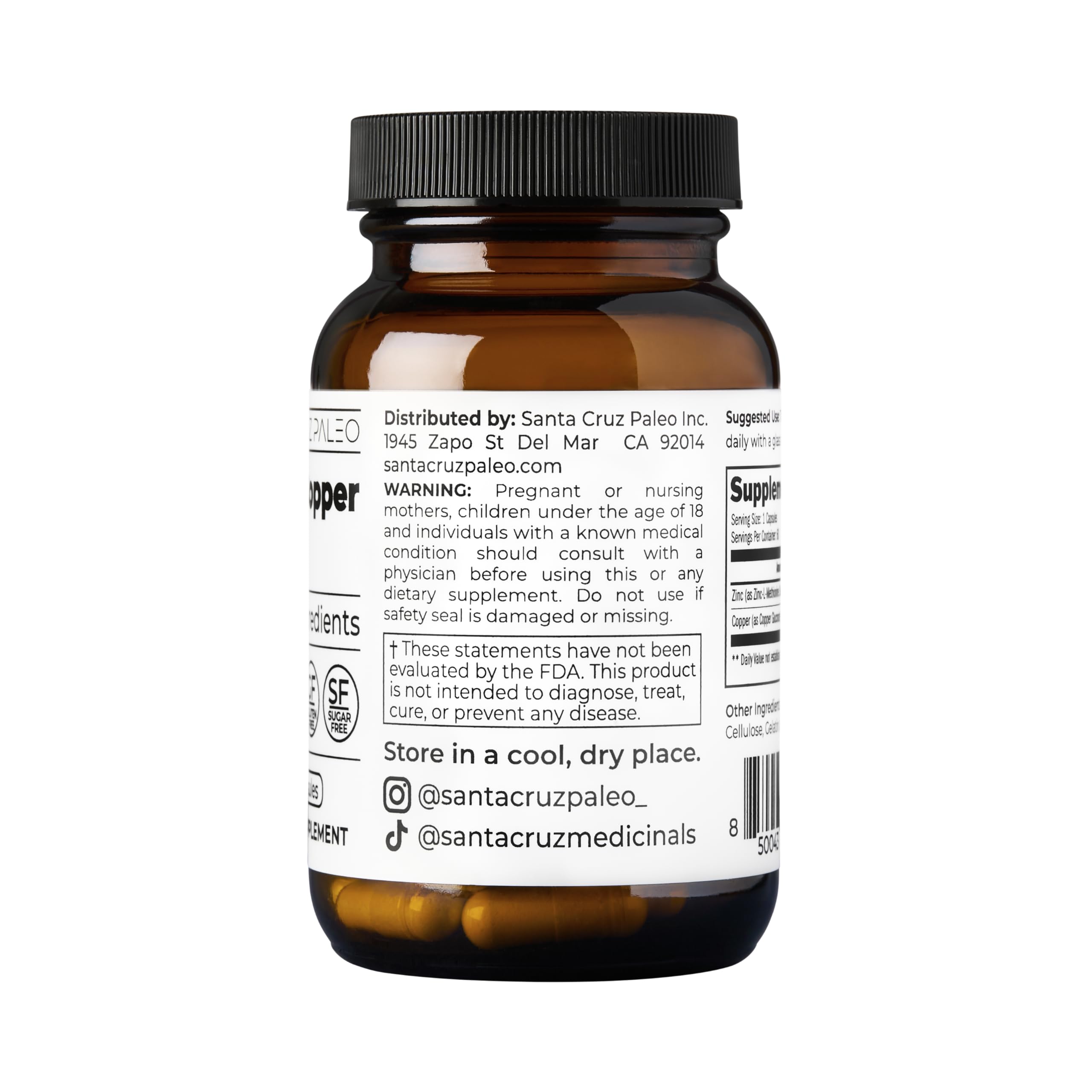Santa Cruz Paleo ingredientes naturales alineados que muestran transparencia