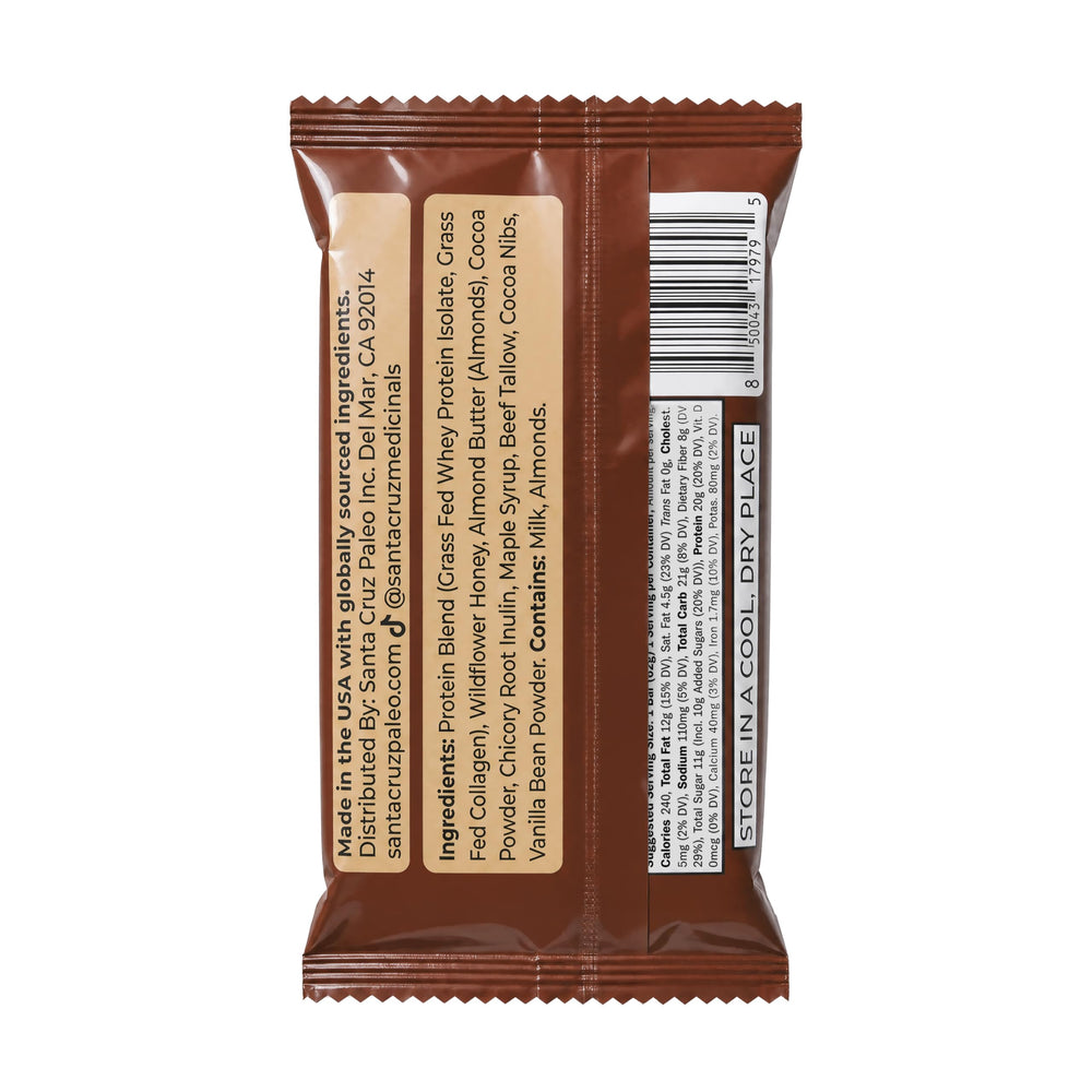 Santa Cruz Paleo ingredientes naturales miel y mantequilla de cacahuete visibles