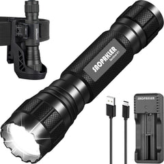 SAOPRKLER vista frontal del empaque mostrando linterna y funda, ideal para regalo