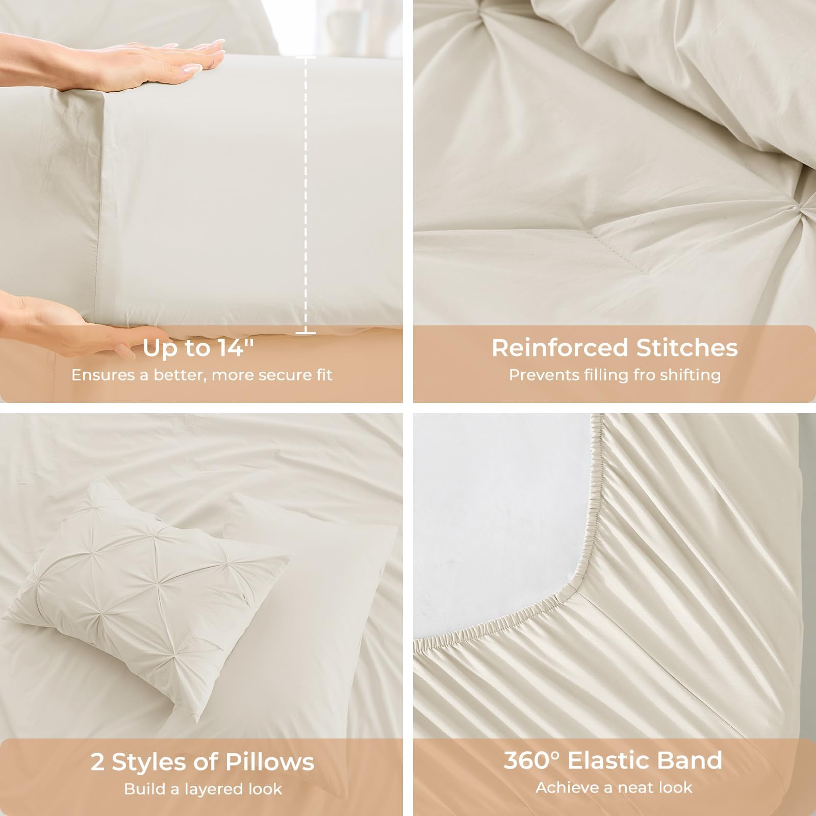 Sasttie funda de almohada y sham combinados para apariencia pulida