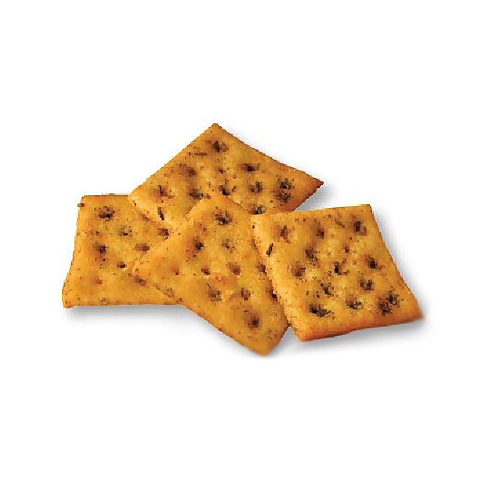 Savory Fine Foods galleta cubierta con sazonador mostrando crujiente y sabor