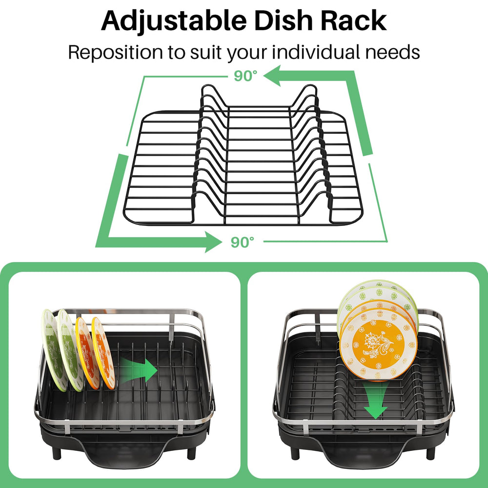 SAYZH escurridor extendido cargado de platos, capacidad ajustable