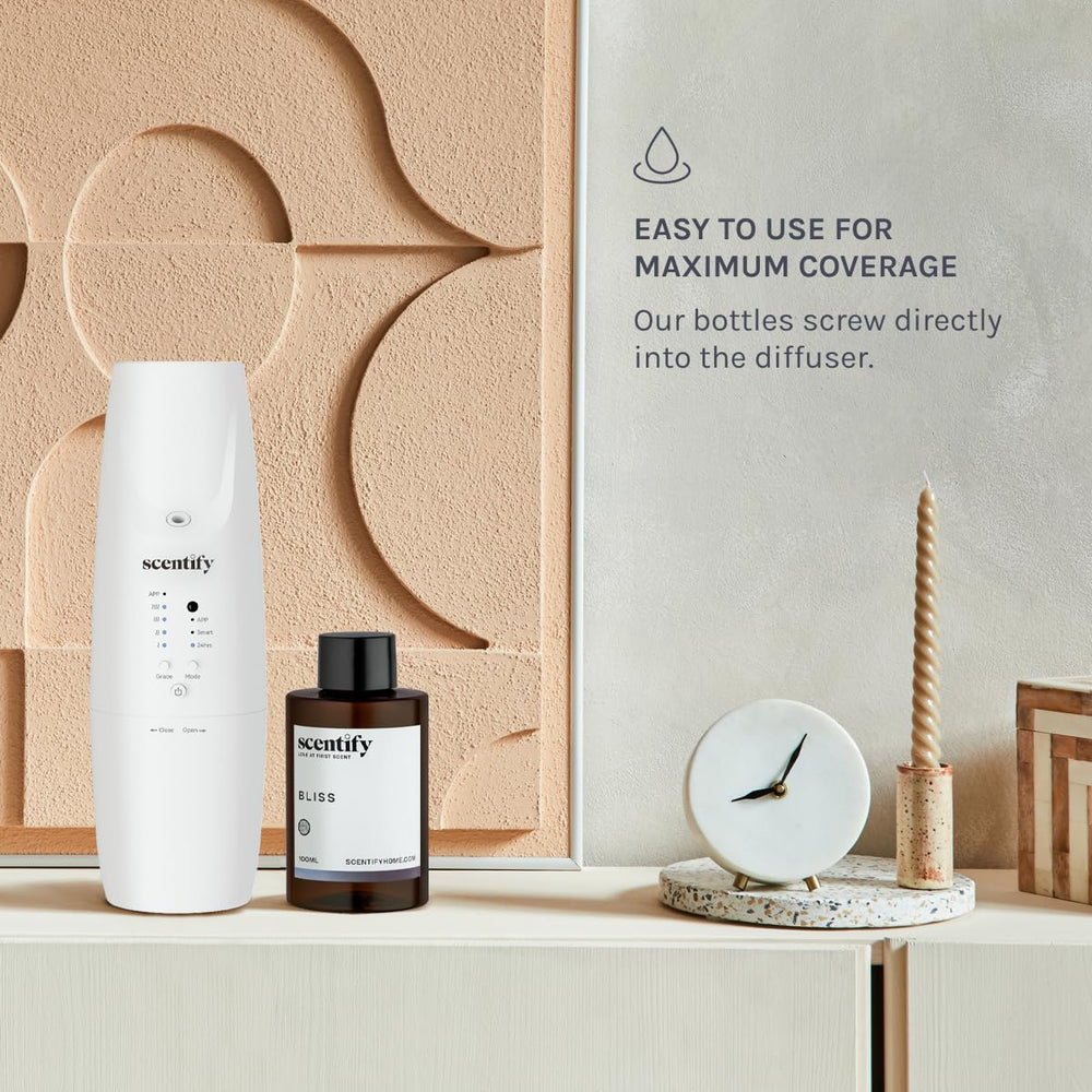 Scentify Bliss etiqueta con ingredientes y notas aromáticas visibles