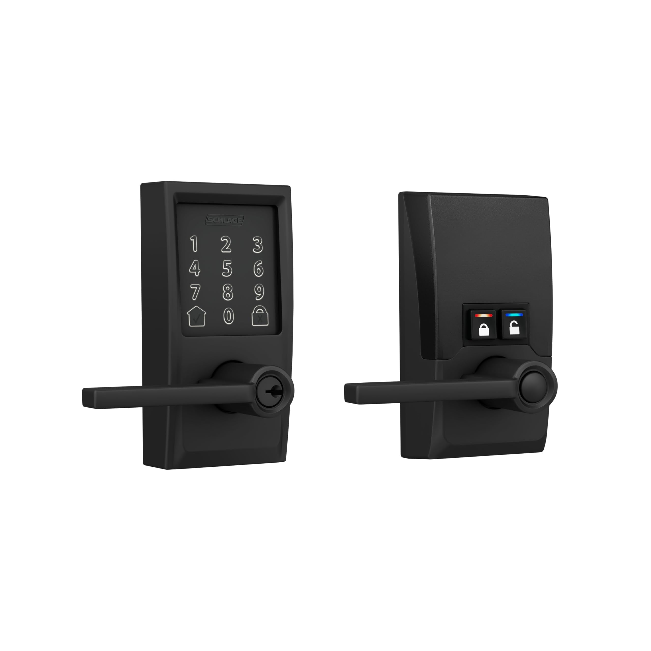 SCHLAGE vista frontal del encode en negro mate, apariencia moderna y segura