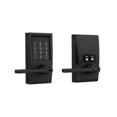 SCHLAGE vista frontal del encode en negro mate, apariencia moderna y segura