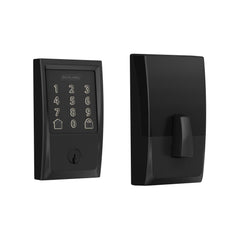 Schlage Encode frontal Greenwich Matte Black mostrando diseño elegante y seguridad