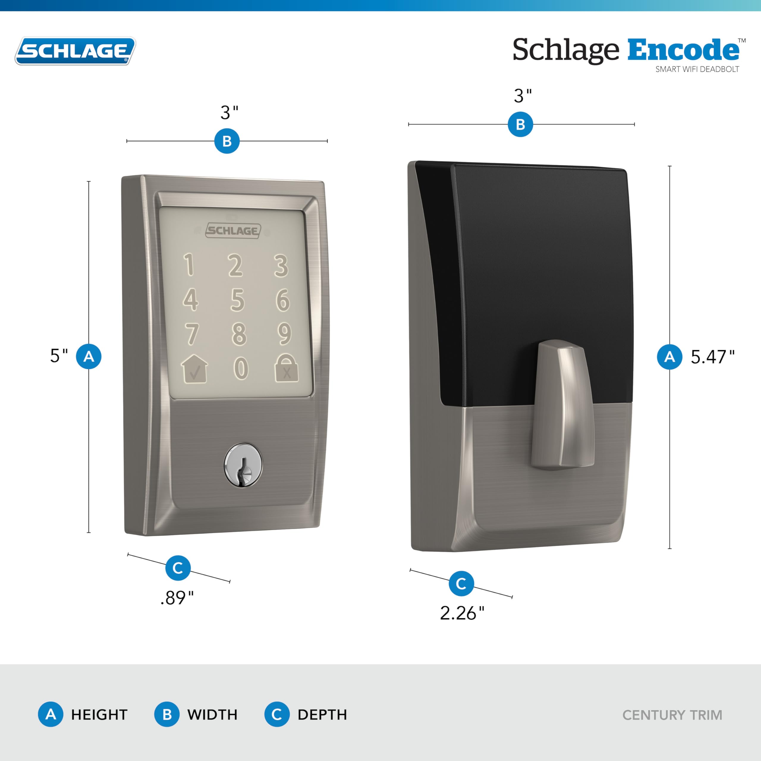 SCHLAGE mecanismo interior y compartimiento de pilas AA para larga duración