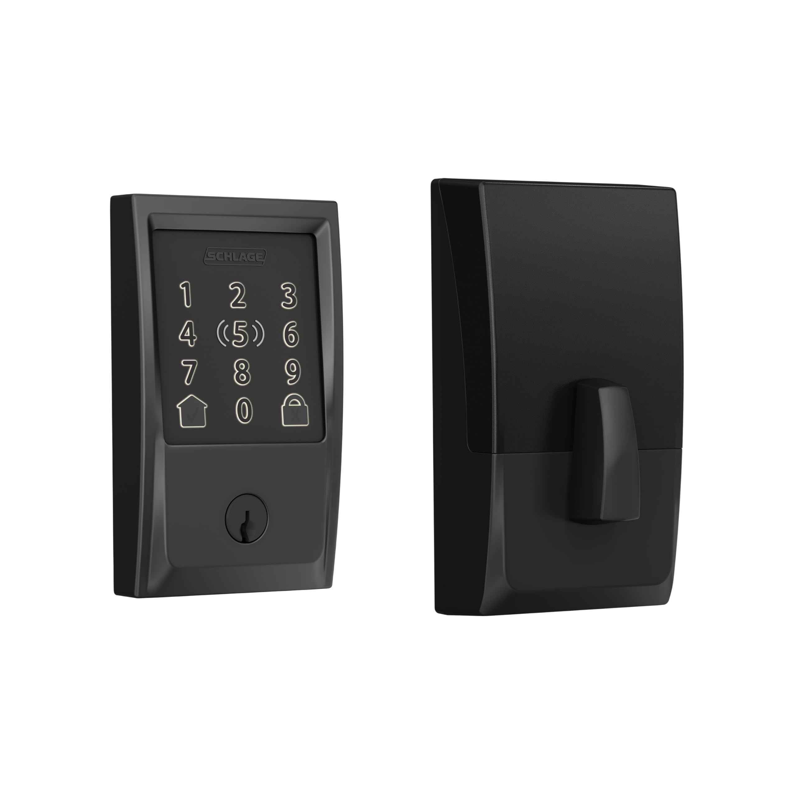 Schlage cerradura frontal en matte black mostrando diseño seguro