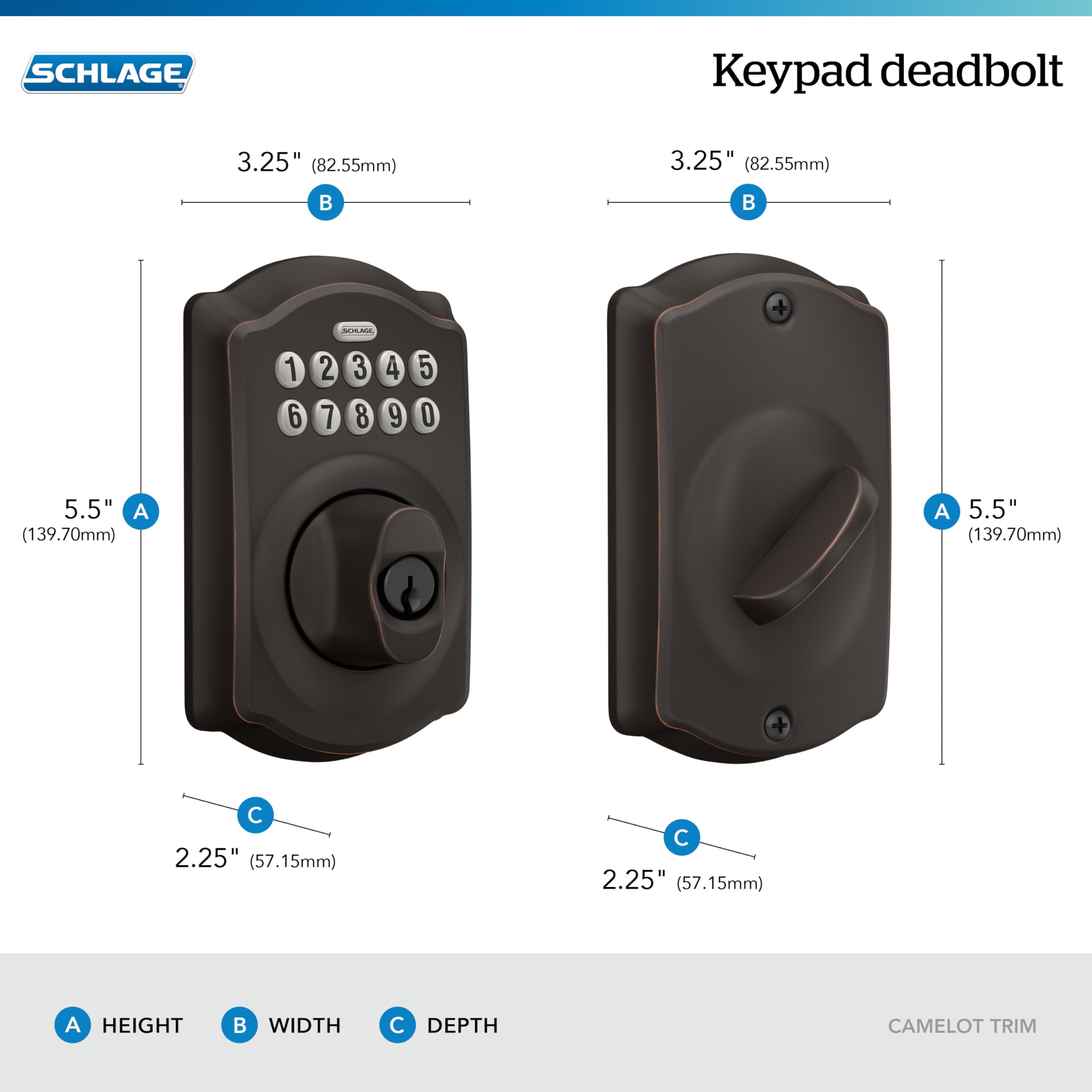 SCHLAGE vista lateral del cilindro y escudo metálico para mayor resistencia física y durabilidad
