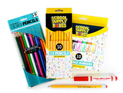 School Supply Boxes crayones y lápices de color para actividades artísticas variadas