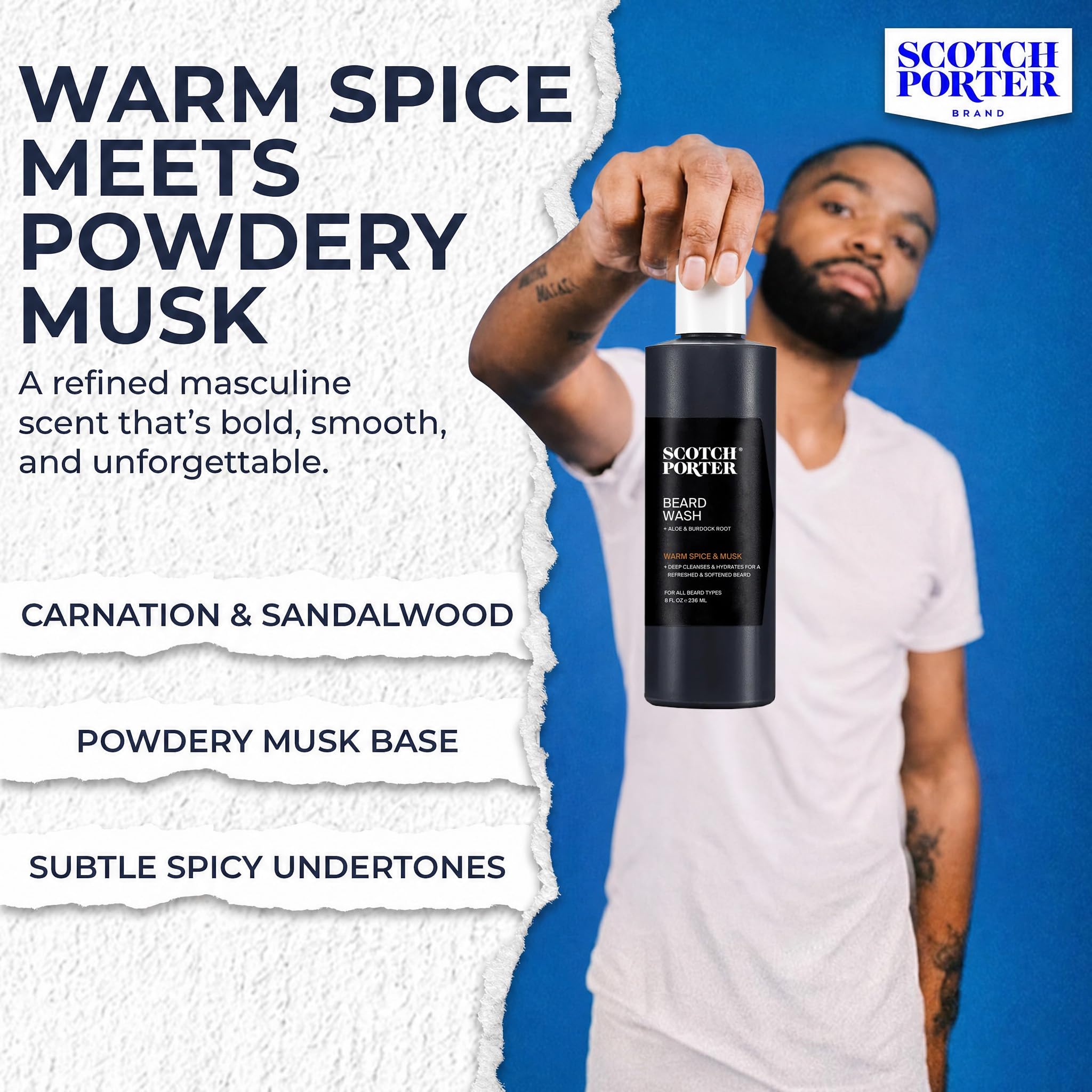 Scotch Porter etiqueta con ingredientes botánicos y beneficios visibles