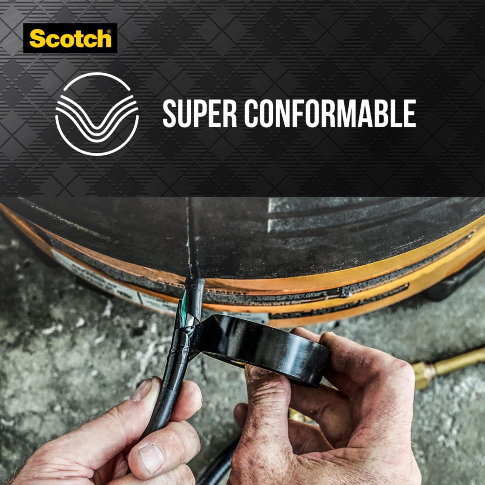 Scotch Super 33+ borde al cortarse mostrando acabado limpio y fácil manejo