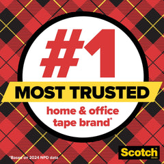 Close-up of Scotch Super-Hold tape roll thickness and clear backing for durability