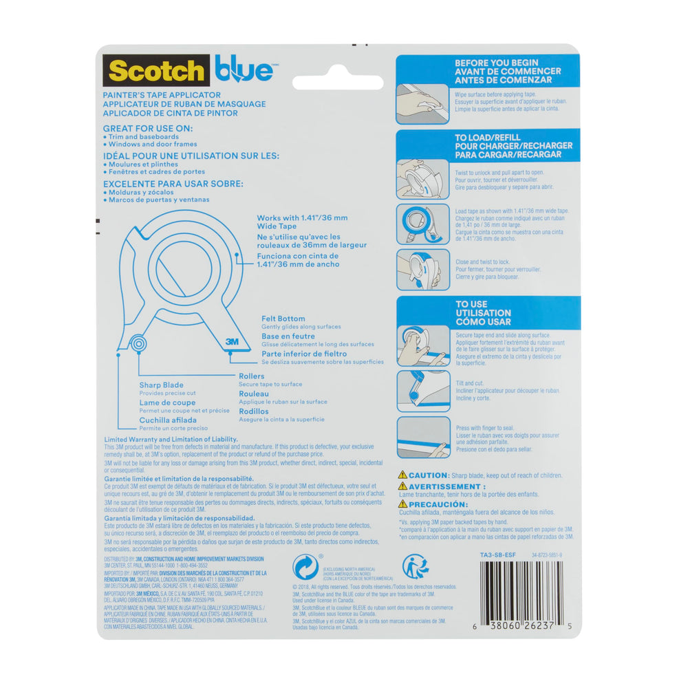 ScotchBlue aplicador en uso sobre una moldura, reduce tiempo de preparación