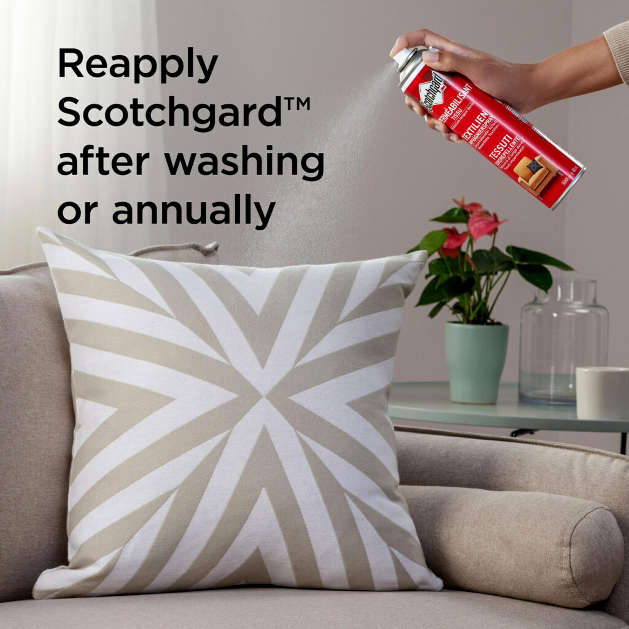 Scotchgard comparación de tamaño del bote para calcular cobertura