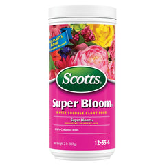 Scotts Super Bloom frontal del envase mostrando etiqueta y usos principal