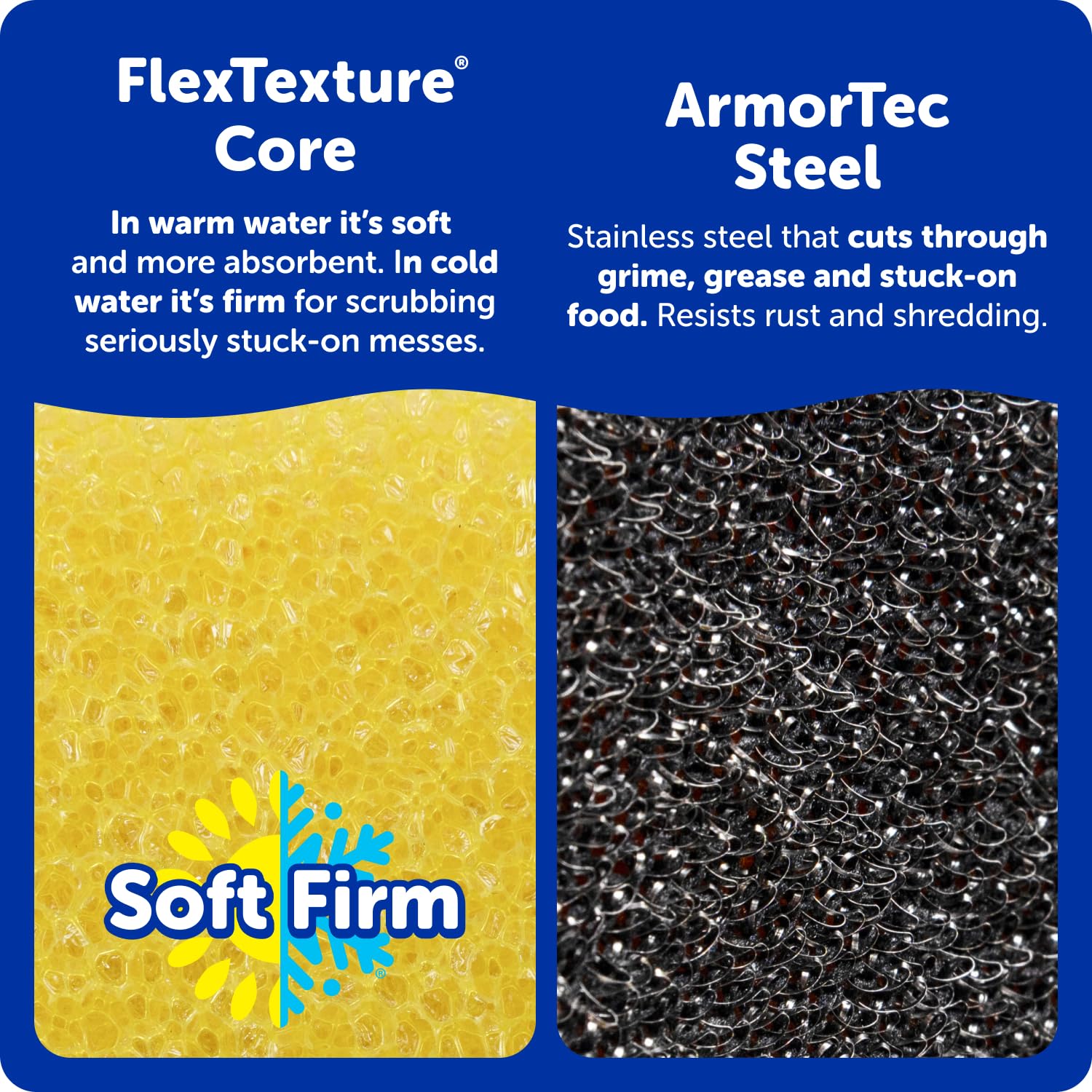 Scrub Daddy ArmorTec refill mesh detail showing heat-resistant mesh for repeatable cleaning power