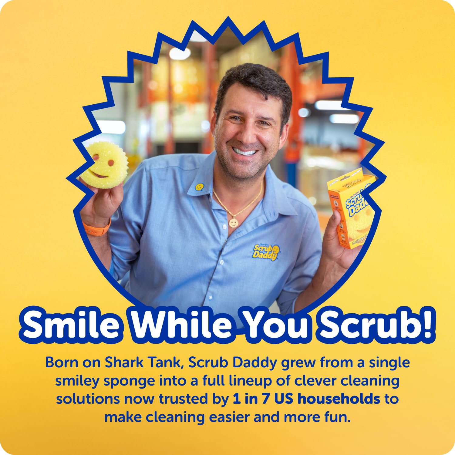 Scrub Daddy retail packaging and included tool features shown for product contents
