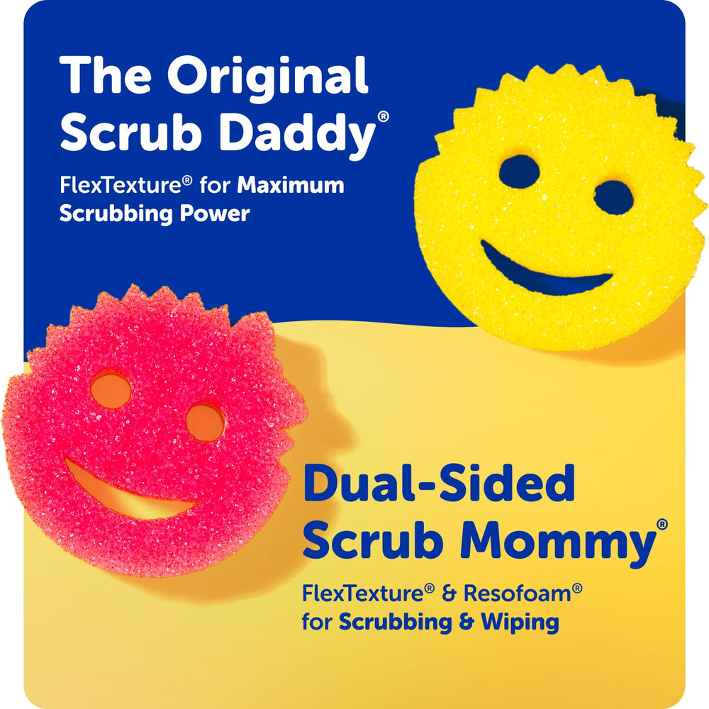 Scrub Mommy limpiando lavabo del baño con suavidad y sin marcas