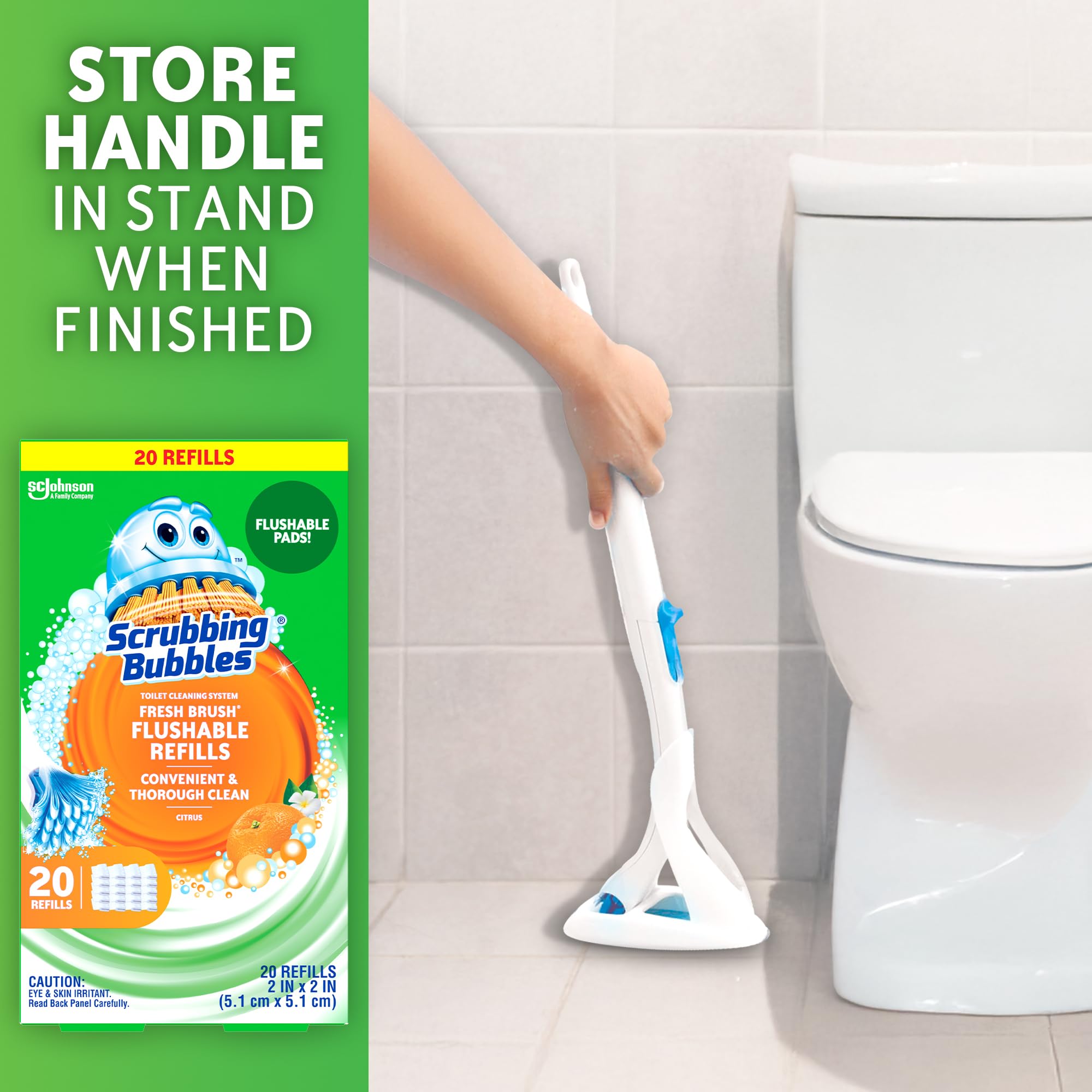 Scrubbing Bubbles etiqueta con ingredientes y advertencias para uso seguro