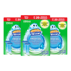 Scrubbing Bubbles paquete frontal Rainshower mostrando recambios y fragancia