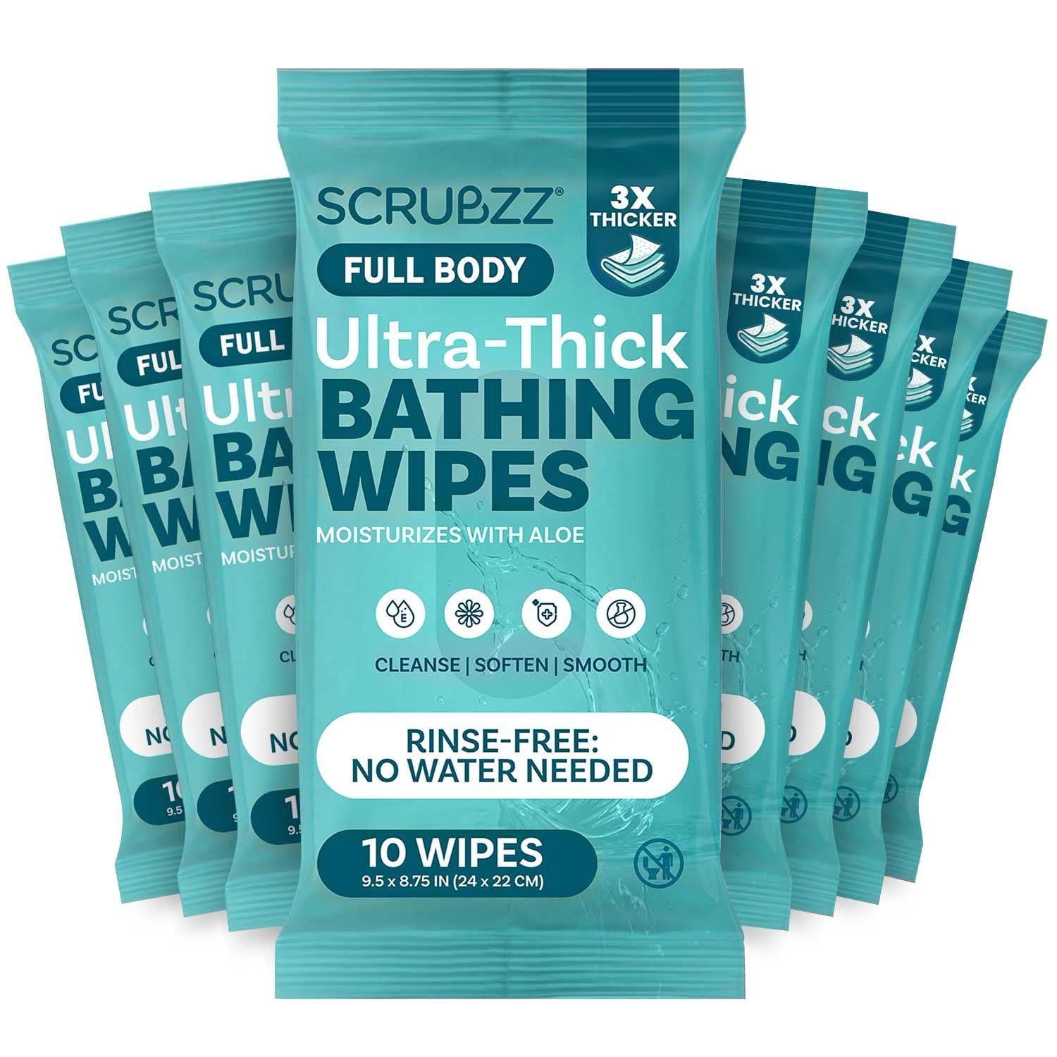 Scrubzz paquete frontal mostrando 80 toallitas y conveniencia