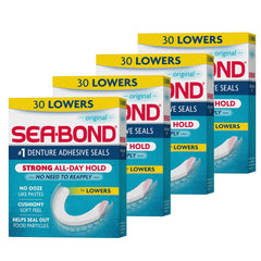 Sea-Bond empaque frontal mostrando 4 paquetes y beneficio de sujeción cómoda