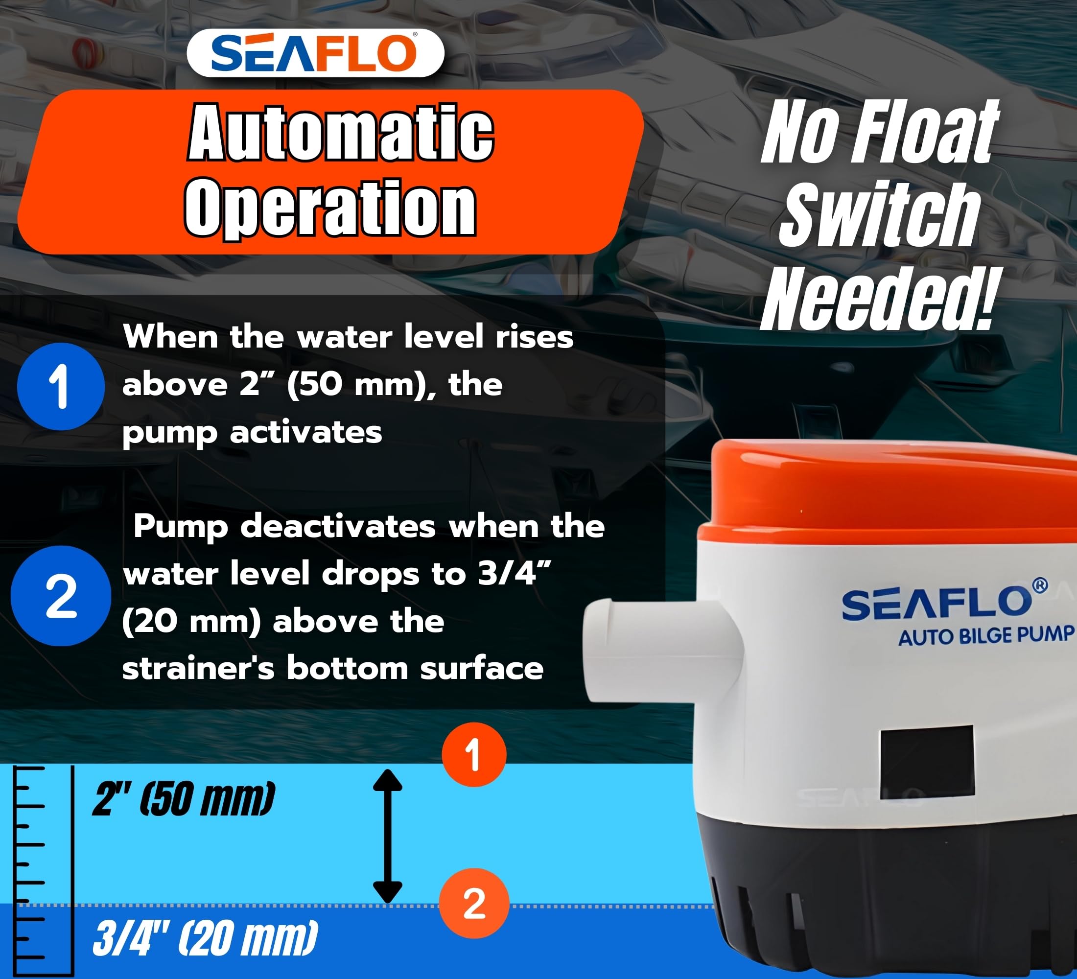 SEAFLO instalada en sentina expulsando agua y mejorando seguridad