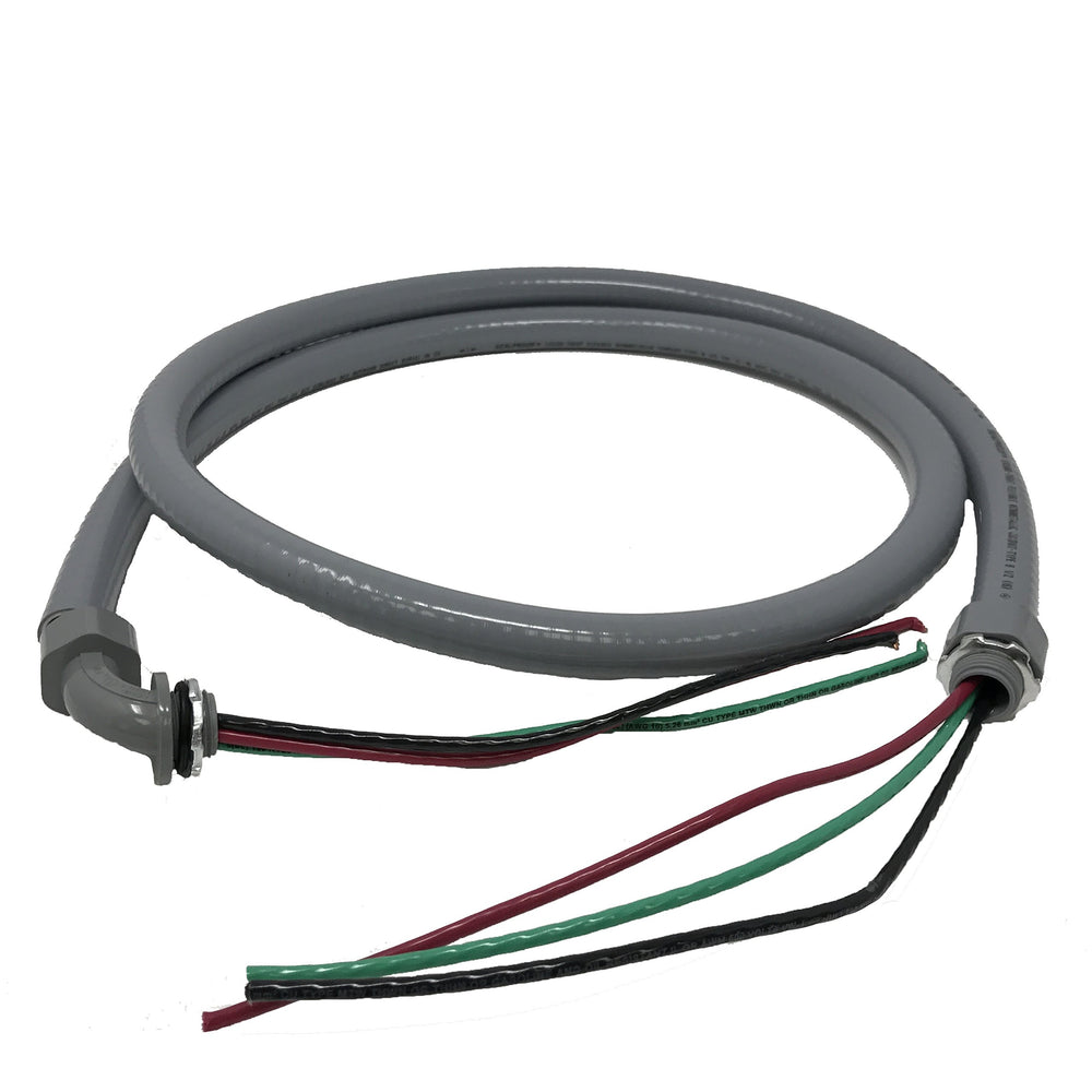 Sealproof vista frontal del whip ensamblado para conexión rápida y segura