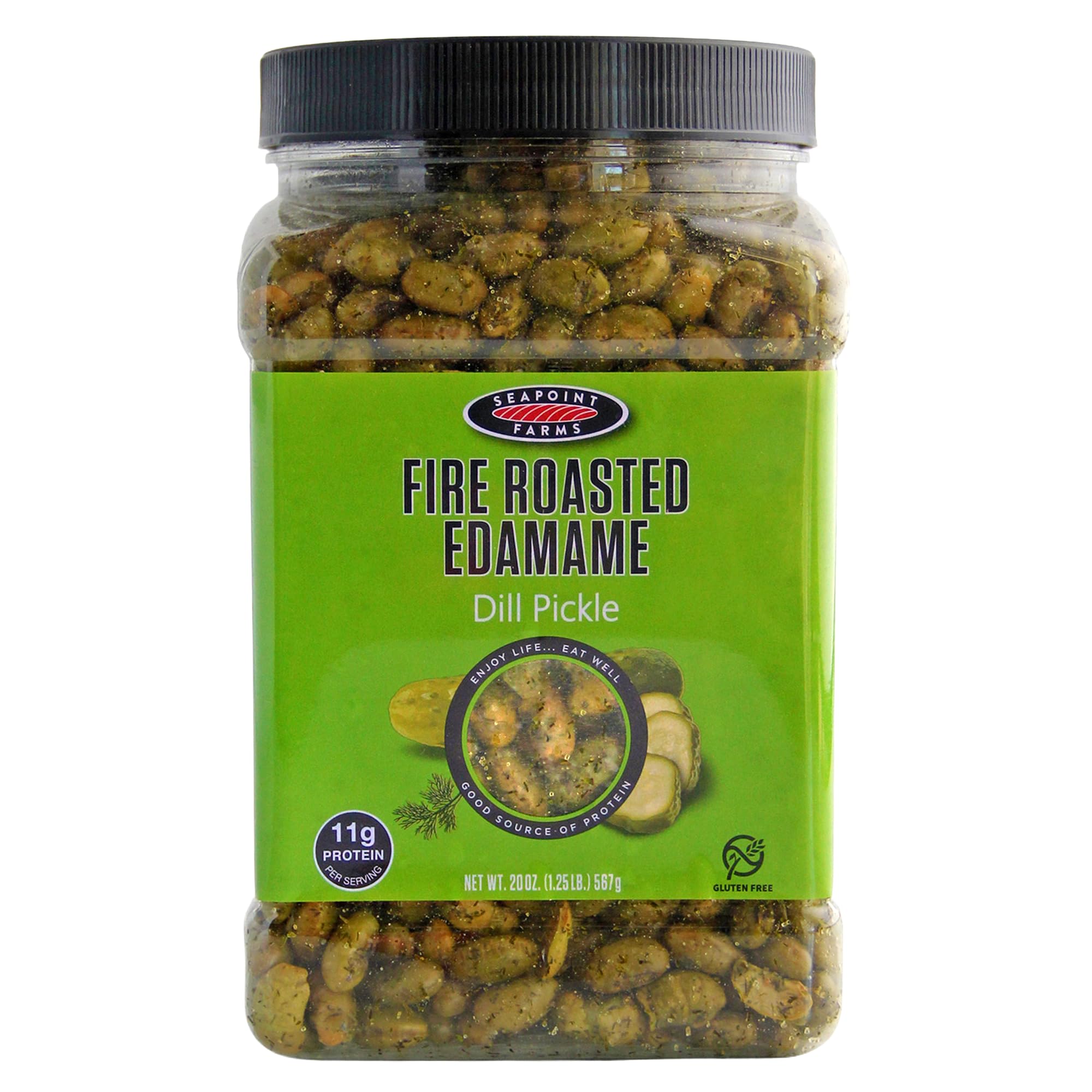 Seapoint Farms frasco frontal mostrando edamame y sello de proteína